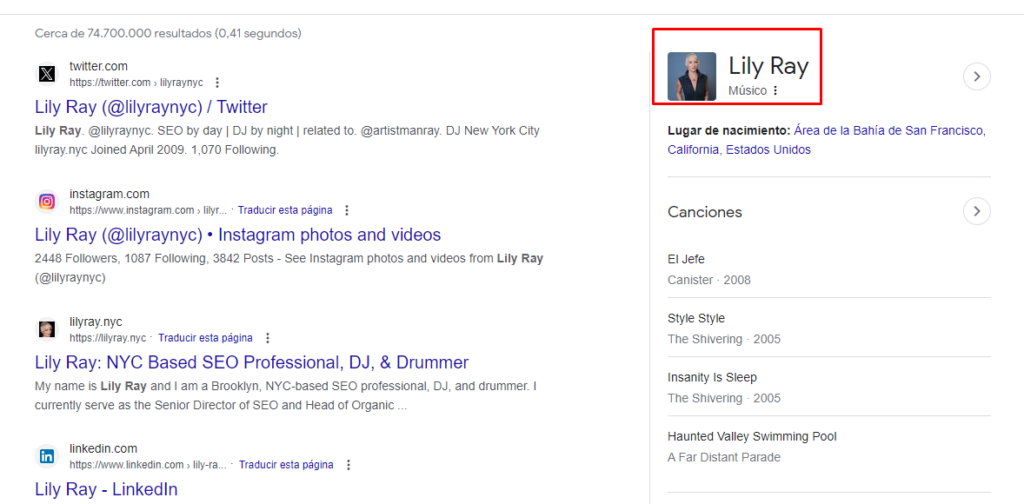 lily ray entidad seo para google
