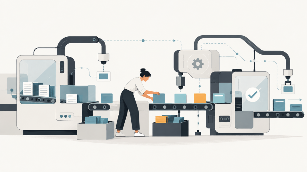 Persona trabajando en una máquina automatizada