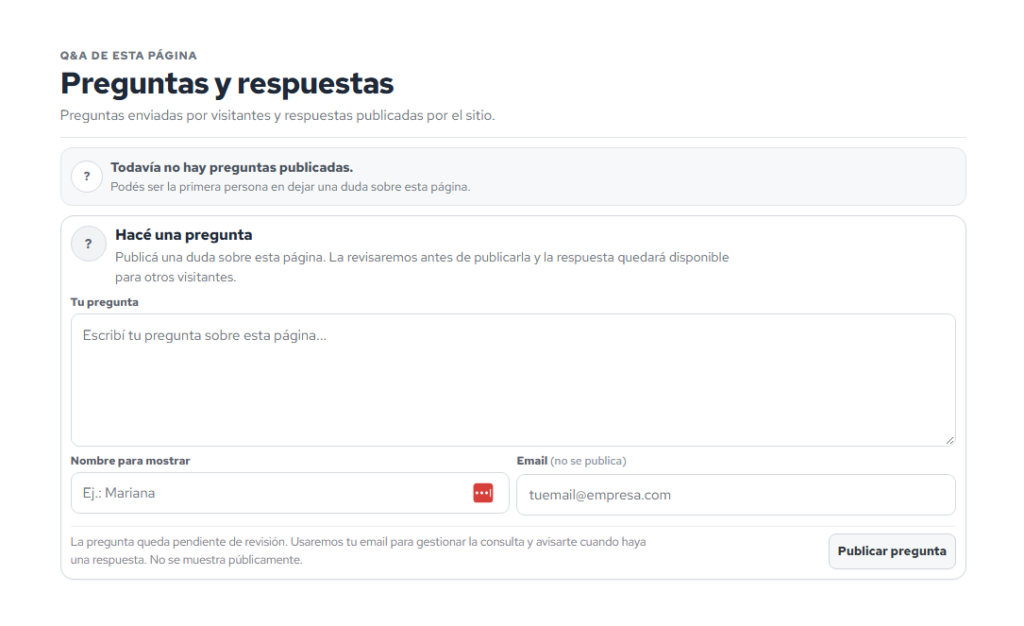 Formulario para enviar una pregunta