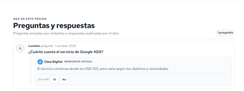 Respuesta oficial a una pregunta sobre Google Ads